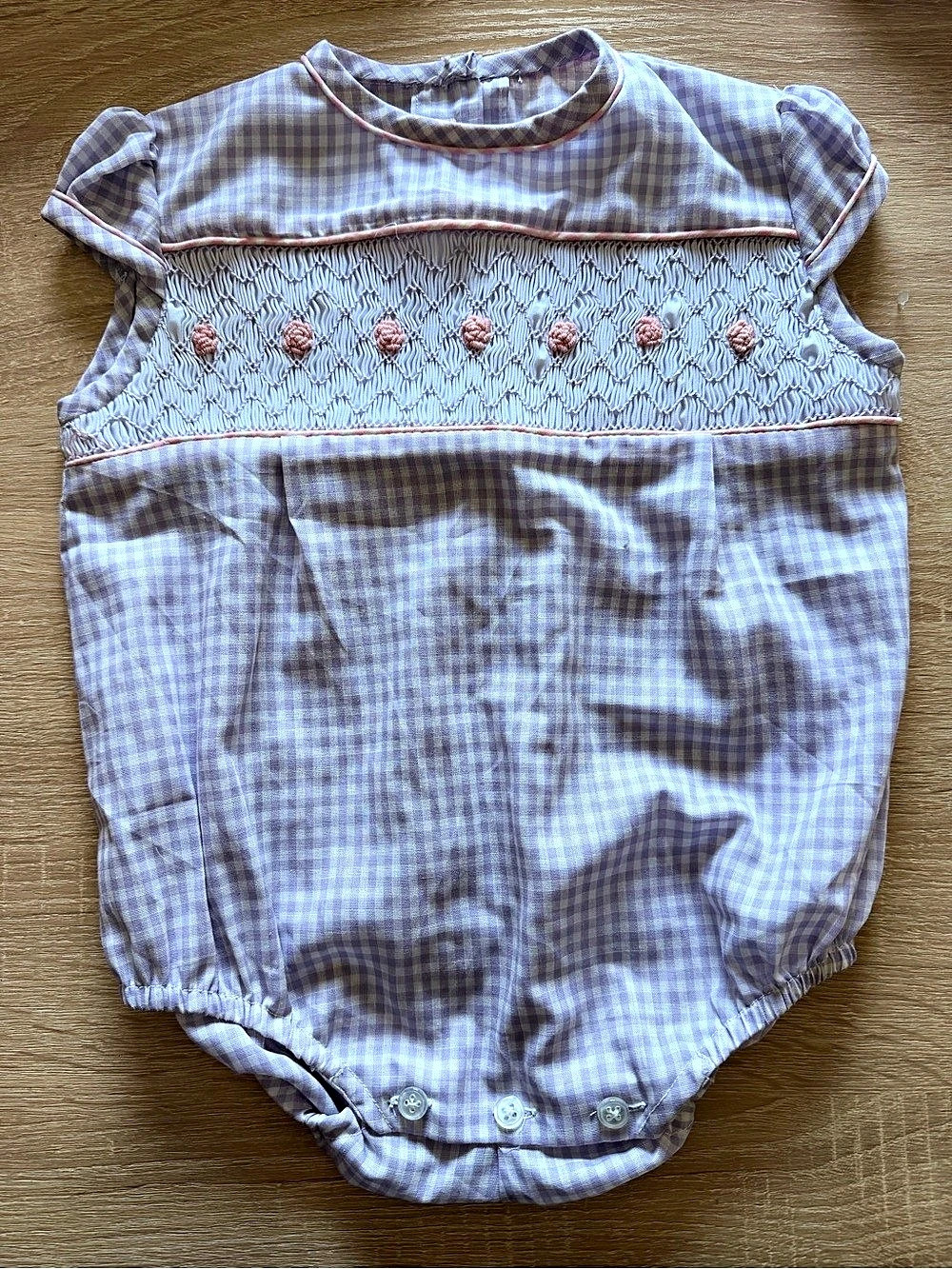 Ligia Saborio Gingham Romper in Purple Like New